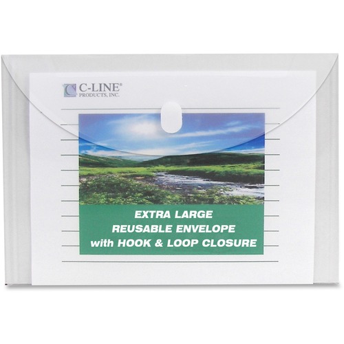 C-Line Products Biodegradable Reusable Poly Envelope, Side Load, Clear