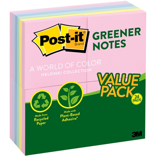 Post-it Post-it Sunwashed Greener Recycled Pads ValuPak