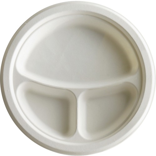 Eco-Products Eco-Products 10 inch 3-Compartment Sugarcane Plate