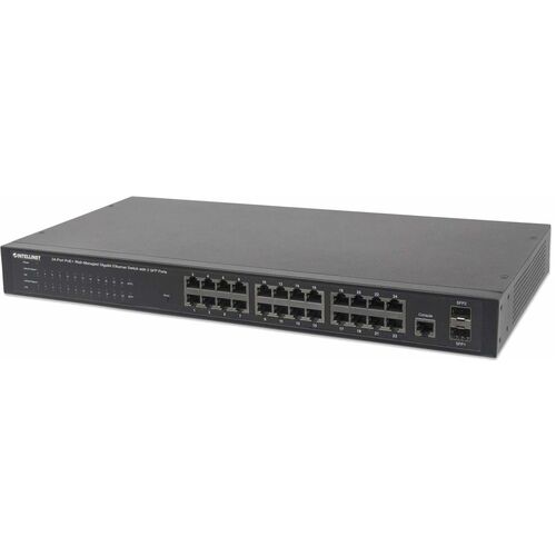 Intellinet 24-Port PoE+ Web-Managed Gigabit Switch with 2 SFP Ports