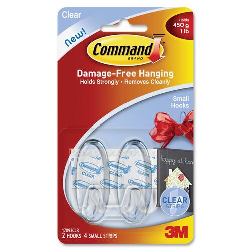 Command Command Small Clear Hooks with Clear Strips 17092CLR