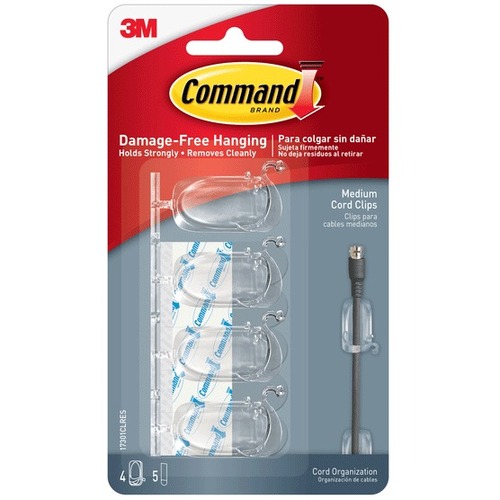 Command Command Medium Clear Cord Clips w/ Clear Strips 17301CLR