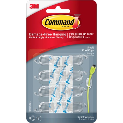 Command Clear Small Cord Clips w/Clear Strips 17302CLR