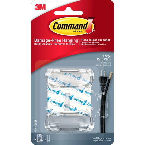 Command Command Clear Large Cord Clips w/Clear Strips 17303CLR