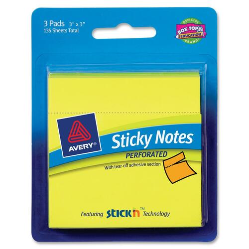 Avery Avery 3x3 Perforated Sticky Notes