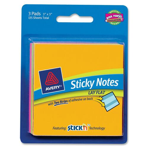 Avery Avery Lay Flat 3x3 Sticky Notes