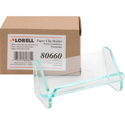 Lorell Lorell Acrylic Transparent Green Edge Paper Clip Holder