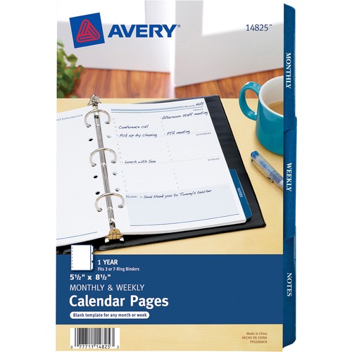 Avery Avery Monthly/Weekly Calendar Refill Pages