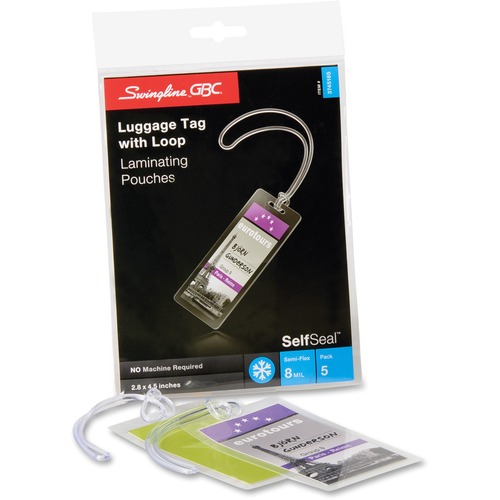Swingline Swingline SelfSeal Clear Laminating Luggage Tag Pouches