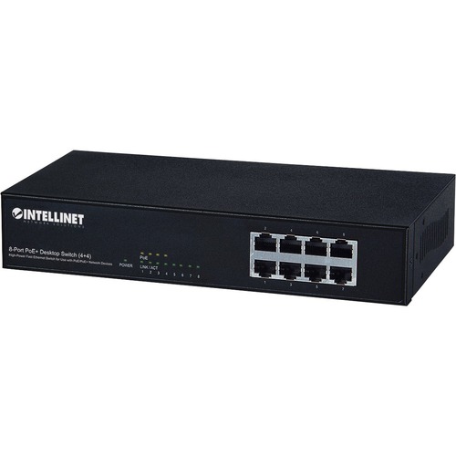 Intellinet 8-Port 10/100 PoE+ Switch - 4 PoE+ & 4 RJ45 ports