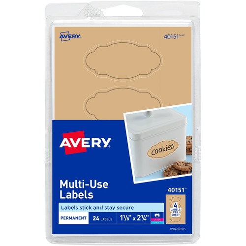 Avery Avery Removable Multi-Use Labels 40151, Kraft Brown, 1-1/8