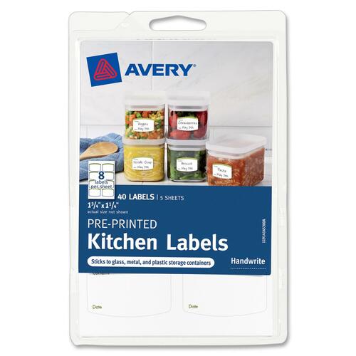 Avery Avery Pre-Printed Kitchen Labels 41453, Green Border, 1-3/4