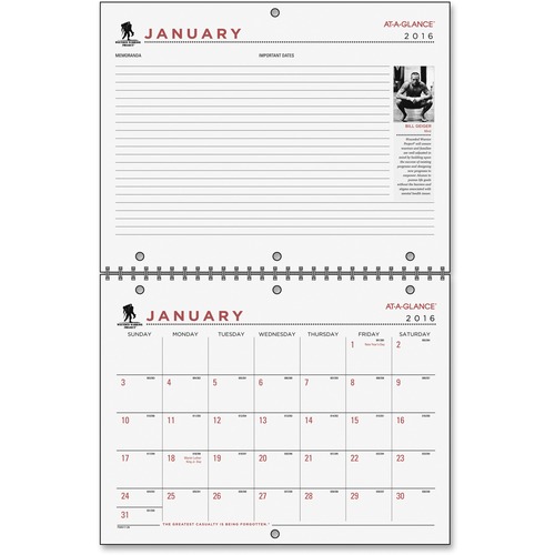At-A-Glance Wounded Warrior Monthly Desk/Wall Calendar