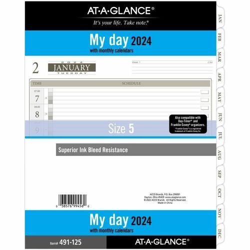 Day Runner Day Runner 1PPD Dated Daily Planner Refills