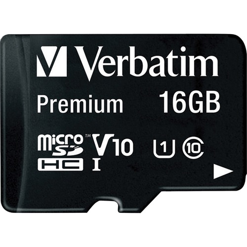 Verbatim Verbatim 16GB Premium MicroSDHC Memory Card with Adapter, Class 10