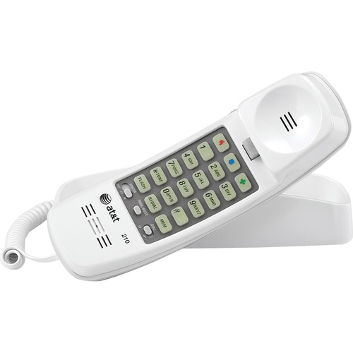 AT&T 210 Corded Trimline Phone with Speed Dial and Memory Buttons, Whi