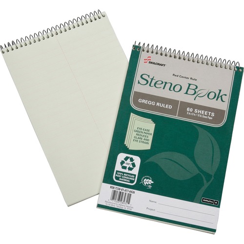 SKILCRAFT SKILCRAFT Gregg Ruled Recycled Steno Notebook