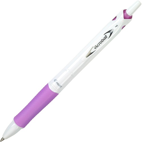 Acroball Pen, 0.7 mm, Black Ink, White with Purple Accent