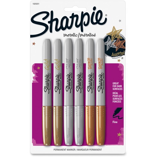 Sharpie Sharpie Metallic Permanent Markers, Assorted, 6/Pack