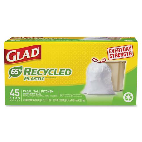 Clorox Glad 65% Recycled Plastic Tall Kitchen Drawstring Trash Bags