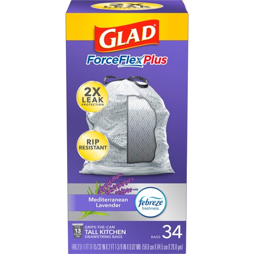 Glad ForceFlex OdorShield Tall Kitchen Drawstring Trash Bags