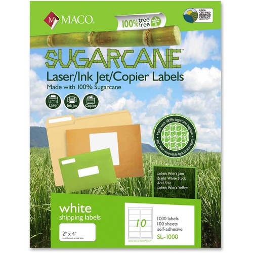 Maco MACO Laser / Ink Jet / Copier Sugarcane Shipping Labels