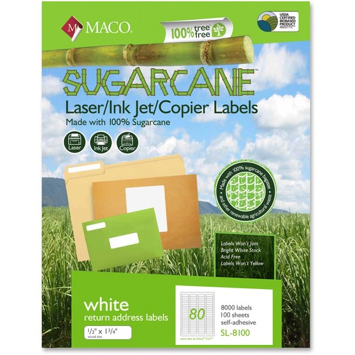 Maco MACO Laser / Ink Jet File / Copier Sugarcane Return Address Labels