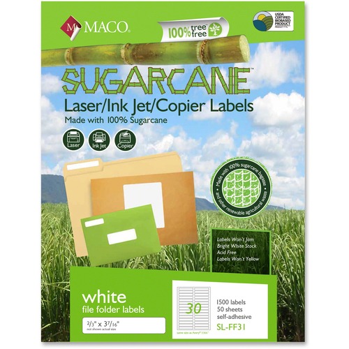 Maco MACO Laser / Ink Jet File / Copier Sugarcane Labels