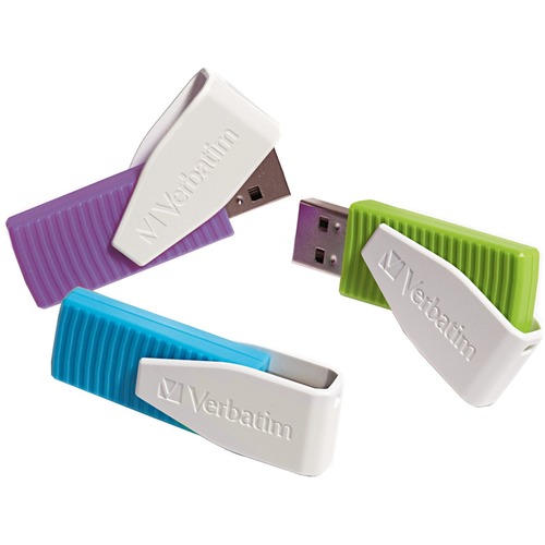 Verbatim Verbatim 8GB Swivel USB Flash Drive - 3pk - Blue, Green, Violet
