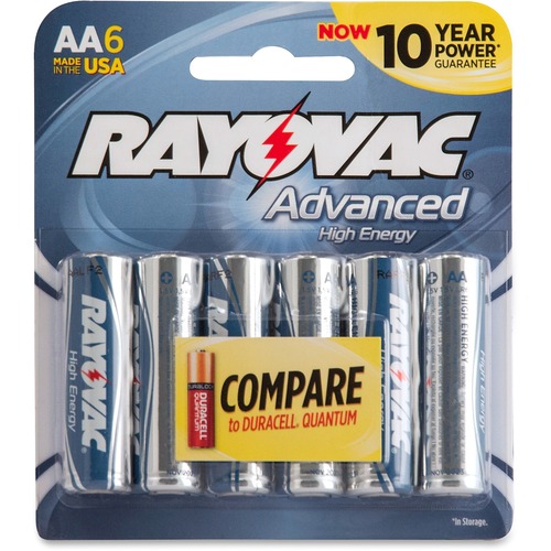 Rayovac 815-6HEF Mercury Free High Energy Alkaline Batteries, AA 6 Pk