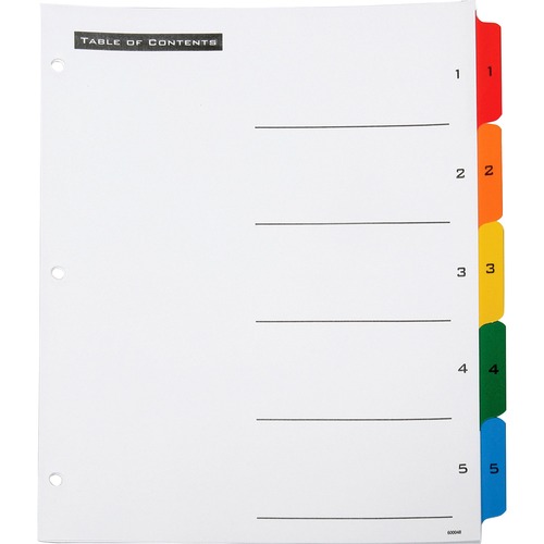 SKILCRAFT 3 Hole Punched Preprinted 1-5 Table of Cont Sheets