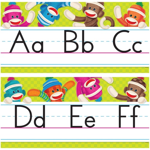 Trend Sock Monkeys Alphabet Line Standard Manuscript Bulletin Board Se