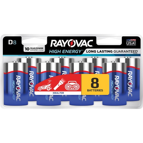Rayovac Rayovac 813-8CF Mercury Free Alkaline Batteries, D 8 pk