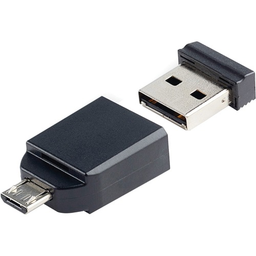 Verbatim 16GB Nano USB Flash Drive with USB OTG Micro Adapter - Black