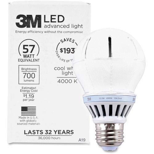 3M 3M Commercial LED Advanced Light A19 RCA19B4, Cool White 4000K, 800 Lu
