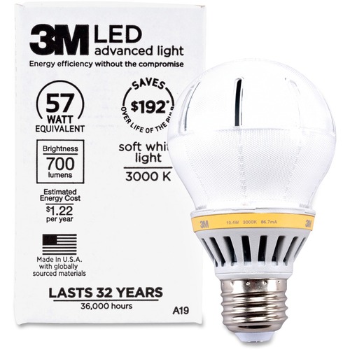3M 3M Commercial LED Advanced Light A19 RCA19C3, Soft White 3000K, 700 Lu