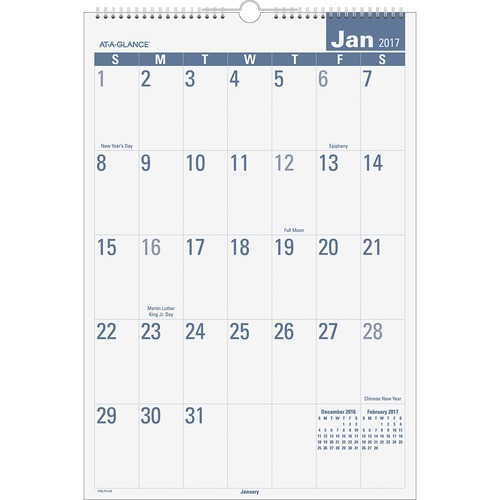 At-A-Glance E-Z Read Monthly Wall Calendar