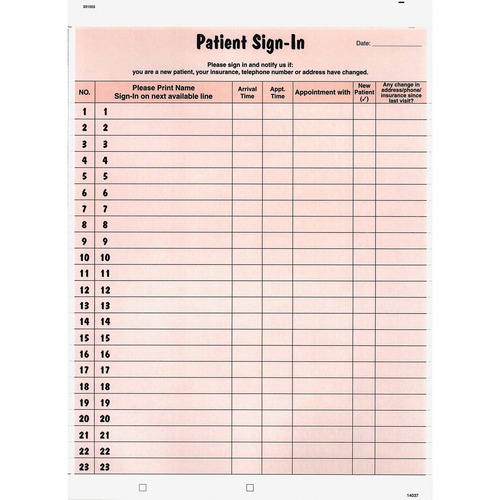Tabbies Tabbies Patient Sign-In Label Forms