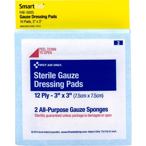 First Aid Only First Aid Only Sterile Gauze Dressing Pads
