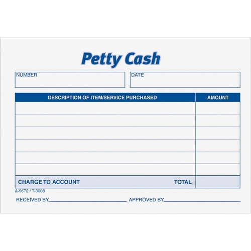 Adams Adams Petty Cash Receipt Pad