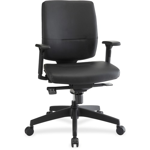 Lorell Lorell Adj. Arms Leather Exec. Mid-back Chair