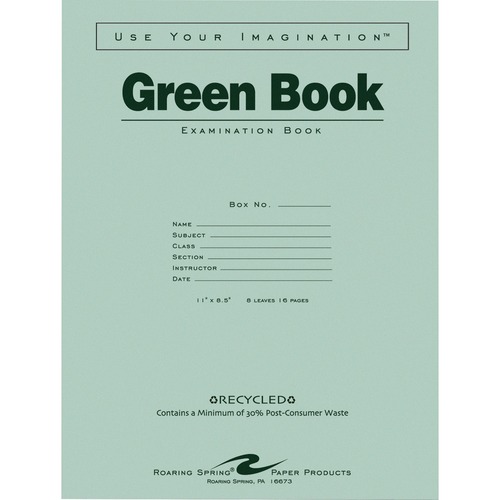 Roaring Spring Roaring Spring Recycled Wide Ruled Exam Book