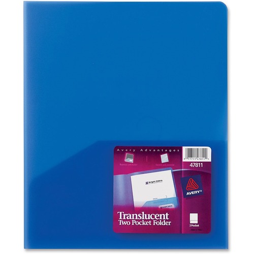 Avery Avery Translucent Two-Pocket Folder 47811, Blue