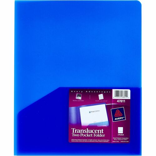 Avery Avery Translucent Two-Pocket Folder 47811, Blue