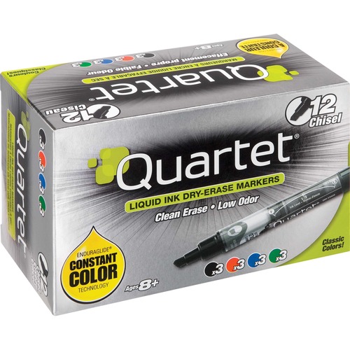 Quartet Anti-Roll Dry-Erase Assorted Markers