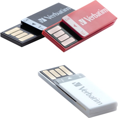 Verbatim Verbatim 8GB Clip-It USB Flash Drive - 3pk - Black, White, Red