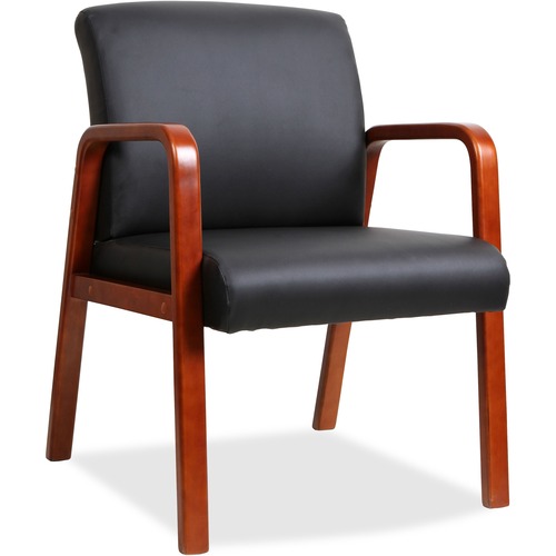 Lorell Lorell Black Leather Wood Frame Guest Chair