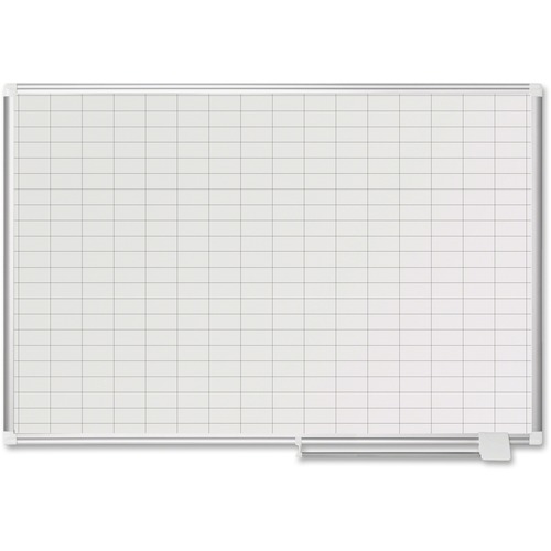 MasterVision 1x2 Grid Line Magnetic Pure White Plan Board