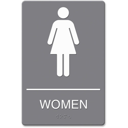 U.S. Stamp & Sign ADA Women Restroom Sign w Symbol