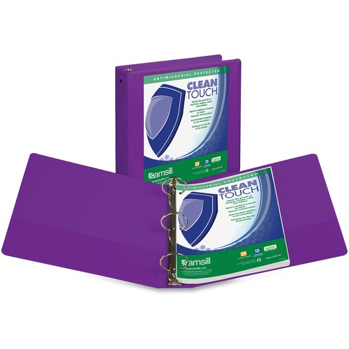 Samsill Purple Clean Touch Antimicrobial View Binder